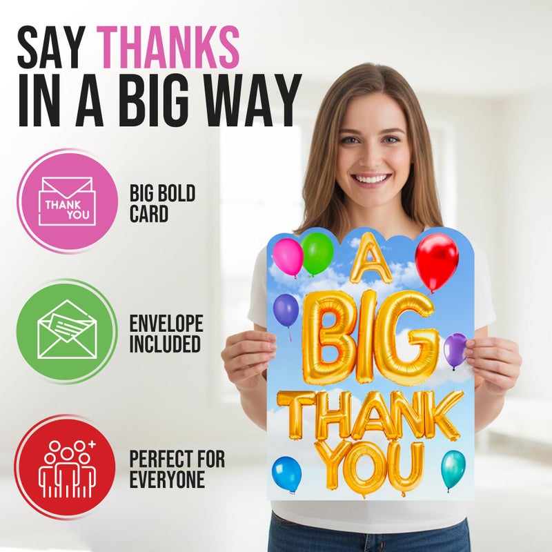 Iconikal Jumbo Greeting Card With Envelope, A Big Thank You, 11 x 14-Inch - Image 2